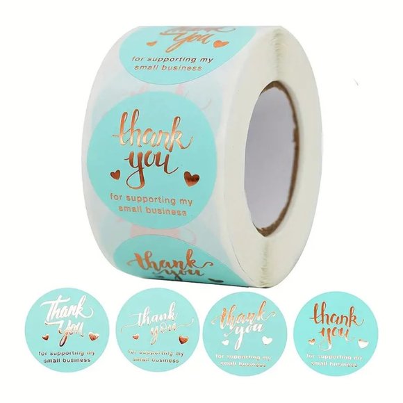 NEW 500 Stickers Thank You For Supporting My Small Business Stickers - Blue - Picture 4 of 5